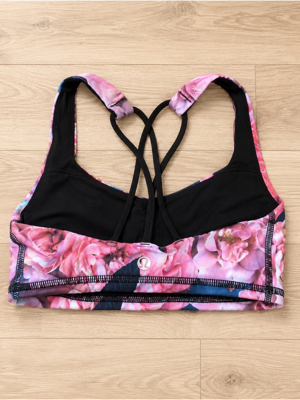 lululemon athletica Floral Strappy Sports Bra - Pink & Blue - Picture 2 of 3
